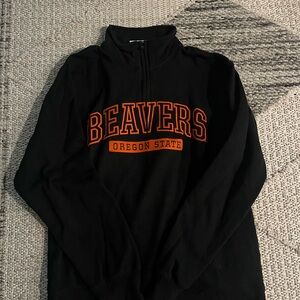 Champion Black and Orange Zip Up Sweater